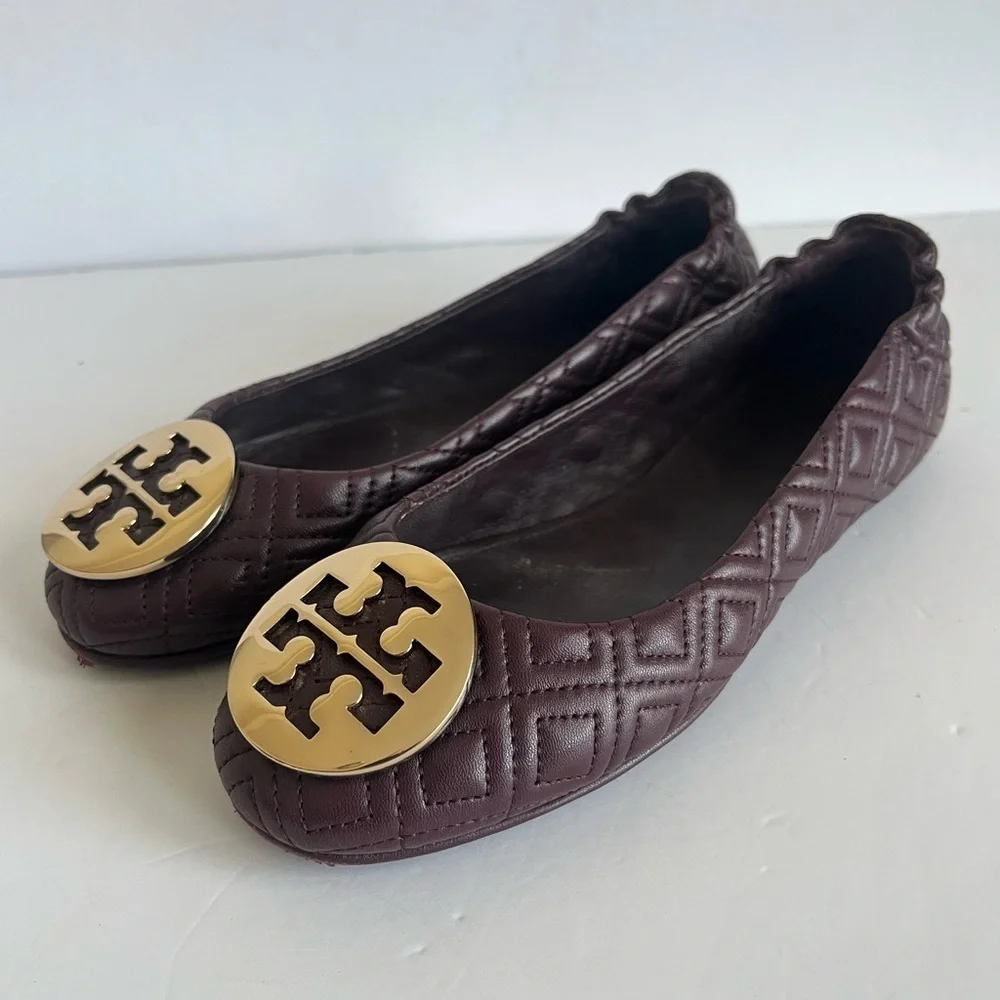 Tory Burch Quilted Minnie Nappa Leather Travel Ballet Flats size 6